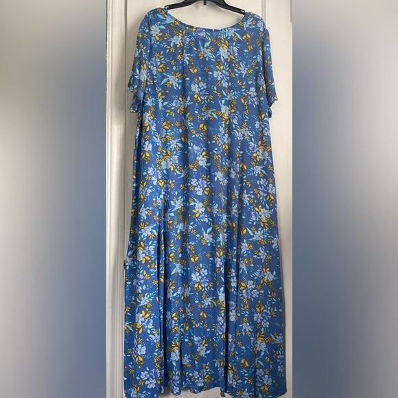 Woman Within Paisley Floral Blue MIDI Shift Summer Pullover Dress, Size: 18/20 - Picture 3 of 9